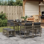 9-Piece Grey Poly Rattan Dining Set with Cushions Comfort