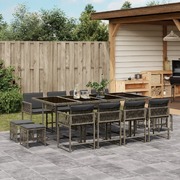 13 Piece Grey Garden Dining Set with Cushions Poly Rattan
