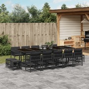 15 Piece Garden Dining Set with Cushions Poly Rattan
