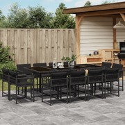 13-Piece Black Poly Rattan Dining Set with Lavish Cushions for Ultimate Garden