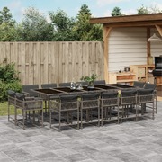 15 Piece Garden Dining Set with Cushions Grey