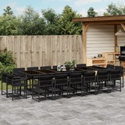 Elegance:17 Piece Garden Dining Set with Cushions Black Poly Rattan