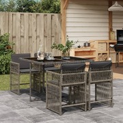 Slate Serenity 5-Piece Garden Dining Set with Grey Poly Rattan and Cushions