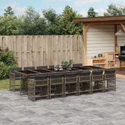 13-Piece Garden Dining Set with Cushions Grey Poly Rattan