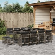 13 Piece Garden Dining Set with Cushions Grey Poly Rattan Comfort