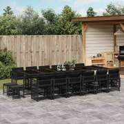 Comfort:17 Piece Garden Dining Set with Cushions Black Poly Rattan