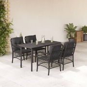 Shadow Haven: 5-Piece Outdoor Dining Set in Black Poly Rattan with Cushions