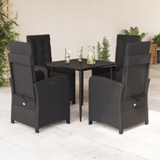 Twilight Terrace: 5-Piece Garden Dining Set with Black Poly Rattan and Cushions