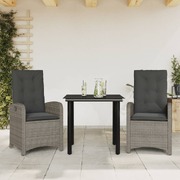3 Piece Garden Dining Set with Cushions Poly Rattan