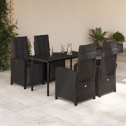5-Piece Garden Dining Set with Black Poly Rattan