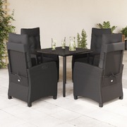 5-Piece Garden Dining Set with Poly Rattan and Cushions