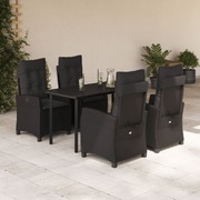 5-Piece Garden Dining Set with Black and Cushions