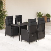 Comfort 5 Piece Garden Dining Set with Cushions Black Poly Rattan