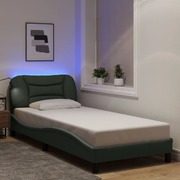 Bed Frame with LED Lights Dark Grey Fabric Single Size