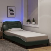 Bed Frame with LED Light Dark Grey - Fabric Single Size