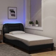 Bed Frame with LED Light Black - Fabric Single Size
