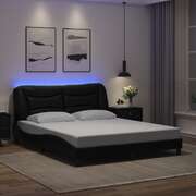 Bed Frame with LED Light Black Queen