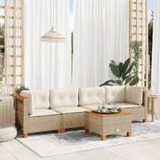 Garden Sofa Set with Cushions Modular Sofa 5 Piece Beige Poly Rattan