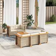 Garden Sofa Set with Cushions Modular Sofa 6 Piece Beige Poly Rattan