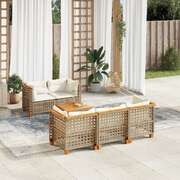 Garden Lounge Set 6 Piece with Cushions Poly Rattan Black Sofa Set