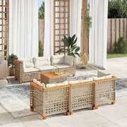 Garden Sofa Set with Cushions Modular Sofa 7 Piece Beige Poly Rattan