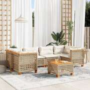 Garden Sofa Set with Cushions Modular Sofa 7 Piece Beige Poly Rattan