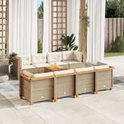 Garden Sofa Set with Cushions Lounge Sofa 9 Piece Beige Poly Rattan