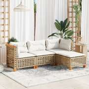 Garden Sofa Set with Cushions Modular Sofa 4 Piece Beige Poly Rattan