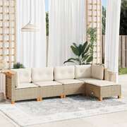 Garden Sofa Set with Cushions Modular Sofa 3 Piece Mix Beige Poly Rattan