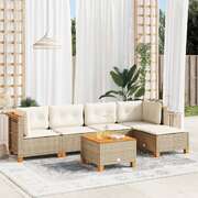 Garden Lounge Set 6 Piece with Cushions Poly Rattan Black Sofa Set