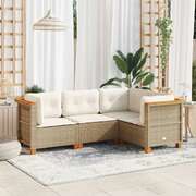 Garden Sofa Set with Cushions Lounge Sofa 9 Piece Beige Poly Rattan