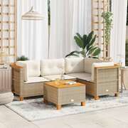 Garden Sofa Set with Cushions Modular Sofa 5 Piece Beige Poly Rattan