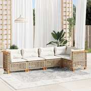 Garden Sofa Set with Cushions Lounge Sofa 9 Piece Beige Poly Rattan
