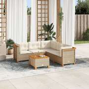 Garden Lounge Set 6 Piece with Cushions Poly Rattan Black Sofa Set