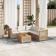 Garden Lounge Set 6 Piece with Cushions Poly Rattan Black Sofa Set