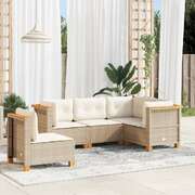 Garden Lounge Set 5 Piece with Cushions Poly Rattan Black Sofa Set