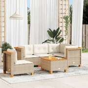 Garden Lounge Set 6 Piece with Cushions Poly Rattan Black Sofa Set