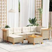 Garden Sofa Set with Cushions Modular Sofa 7 Piece Beige Poly Rattan