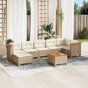 Garden Sofa Set with Cushions Modular Sofa 3 Piece Mix Beige Poly Rattan