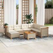 Garden Sofa Set with Cushions Modular Sofa 3 Piece Mix Beige Poly Rattan
