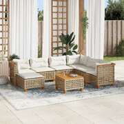 Garden Sofa Set with Cushions Modular Sofa 8 Piece Black Poly Rattan