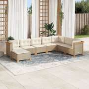 Garden Sofa Set with Cushions Modular Sofa 8 Piece Beige Poly Rattan