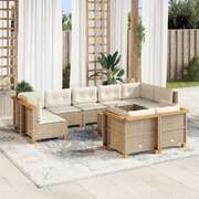 Garden Lounge Set 10 Piece with Cushions Black Poly Rattan Sofa Set