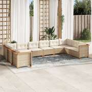 Garden Lounge Set 10 Piece with Cushions Black Poly Rattan Sofa Set