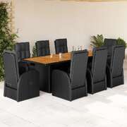 Garden Dining Set with Cushions Furniture 7 Piece Black Poly Rattan 