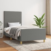 Bed Frame with Headboard Dark Grey - Fabric King Single