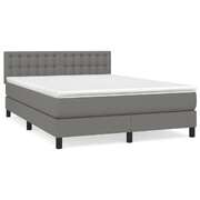 Dark Grey Fabric Box Spring Bed with Mattress  Double Size