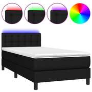 Black King Single Box Spring Bed with Pocket Spring Mattress and LED