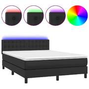 Elegant - Box Spring Bed with Mattress & LED Black Queen Size