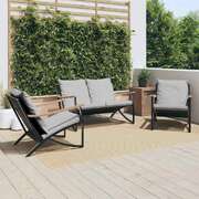 Stylish 3-Piece Black Steel Balcony Furniture Set with Comfortable Cushions